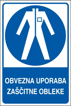 Obvezna uporaba zaščitne obleke