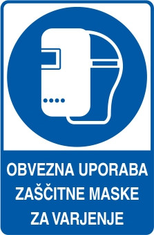 Obvezna uporaba zaščitne maske za varjenje