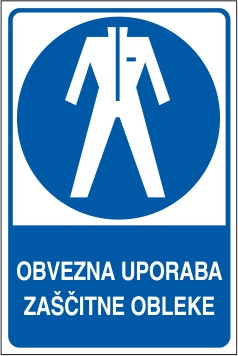 Obvezna uporaba zaščitne obleke