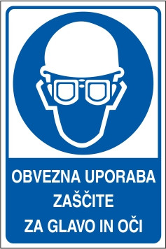 Obvezna uporaba zaščite za glavo in oči