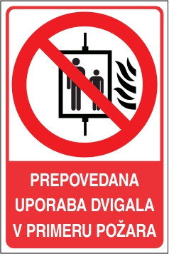 Prepovedana uporaba dvigala v primeru požara