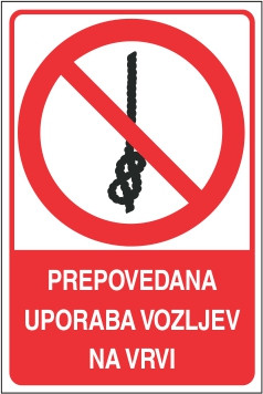 Prepovedana uporaba vozljev na vrvi
