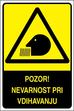 Pozor! Nevarnost pri vdihavanju