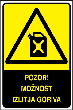 Pozor! Možnost izlitja goriva