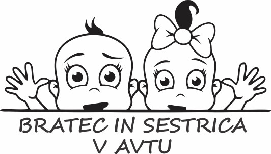 Nalepka Bratec in sestrica v avtu T0162