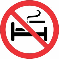 Znak Prepovedano kajenje v postelji