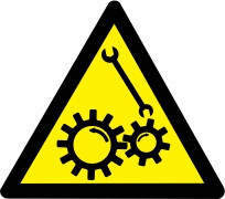 Znak Pozor! Nevarnost popravila stroja