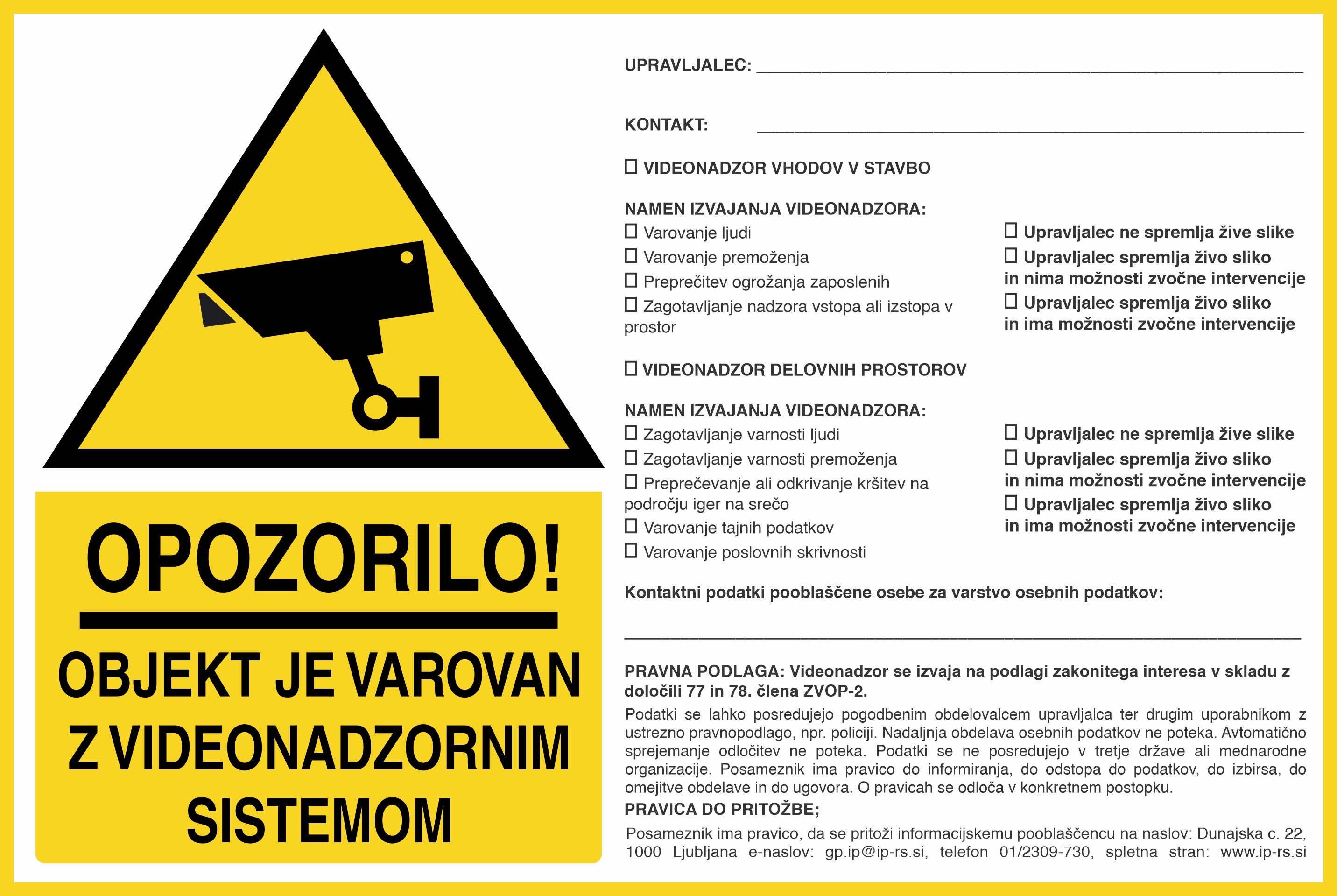 Varovano z video nadzorom 77. in 78. člen ZVOP-2