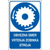 Obvezna smer vrtenja zobnika stroja