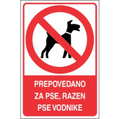 Prepovedano za pse, razen pse vodnike