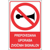 Prepovedana uporaba zvočnih signalov