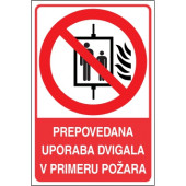 Prepovedana uporaba dvigala v primeru požara