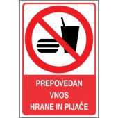 Prepovedan vnos hrane in pijače