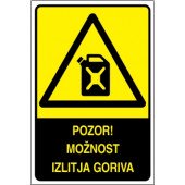 Pozor! Možnost izlitja goriva