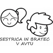 Nalepka Sestrica in bratec v avtu T0166