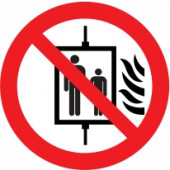 Znak Prepovedana uporaba dvigala v primeru požara