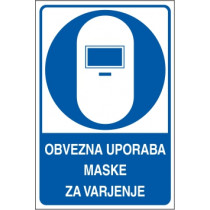 Obvezna uporaba maske za varjenje