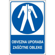 Obvezna uporaba zaščitne obleke