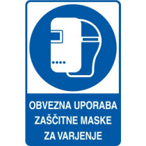 Obvezna uporaba zaščitne maske za varjenje