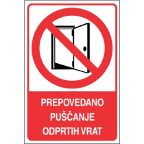 Prepovedano puščanje odprtih vrat