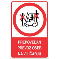 Prepovedan prevoz oseb na viličarju