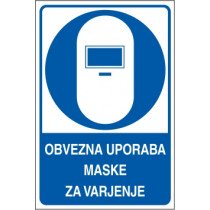 Obvezna uporaba maske za varjenje