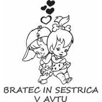 Nalepka Bratec in sestrica v avtu T0165