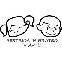 Nalepka Sestrica in bratec v avtu T0171