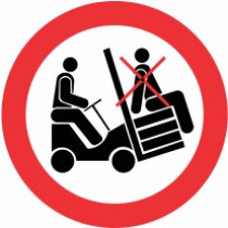 Znak Prepovedana uporaba viličarja za prevoz oseb