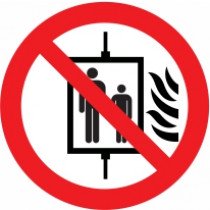 Znak Prepovedana uporaba dvigala v primeru požara