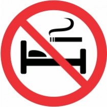 Znak Prepovedano kajenje v postelji